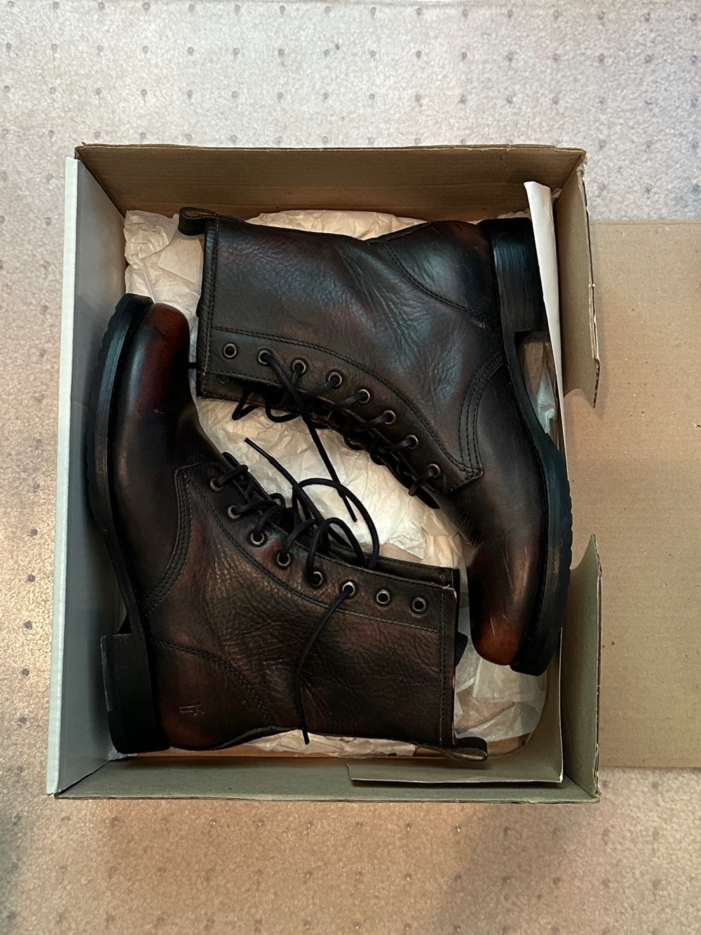 Frye Veronica Combat Boots Dark Brown